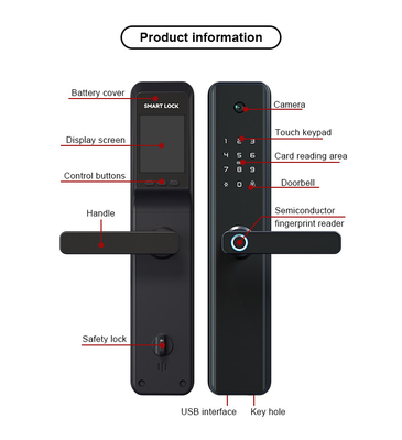 Lega di alluminio biometrica elettronica della serratura di porta dell'impronta digitale di WiFi con la macchina fotografica/App di Tuya