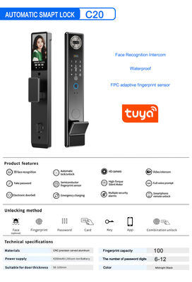 TTlock impermeabile Tuya App Impressione digitale Codice Carta chiave Smart Door Lock