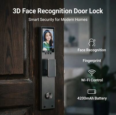 Smart Lock impermeabile Video in tempo reale Riconoscimento facciale 3D Blocco intelligente delle impronte digitali